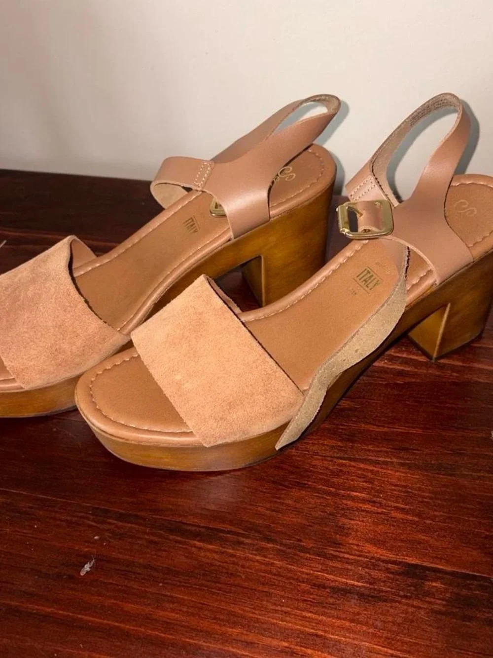 Seychelles Tan Suede Platform Slingback Sandals new 9.5